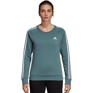 adidas women’s 3 stripe fleece crewneck sweater